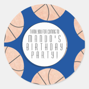 バスケットボールテーマスポーツ誕生日パーティー どんな色も ラウンドシール