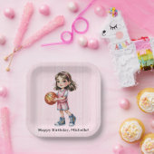 バスケットボールテーマ誕生日パーティーfor Girl's ペーパープレート (パーティー)