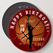 バスケットボールテーマ誕生日ButtonHAMbyWG 缶バッジ (正面&裏面)