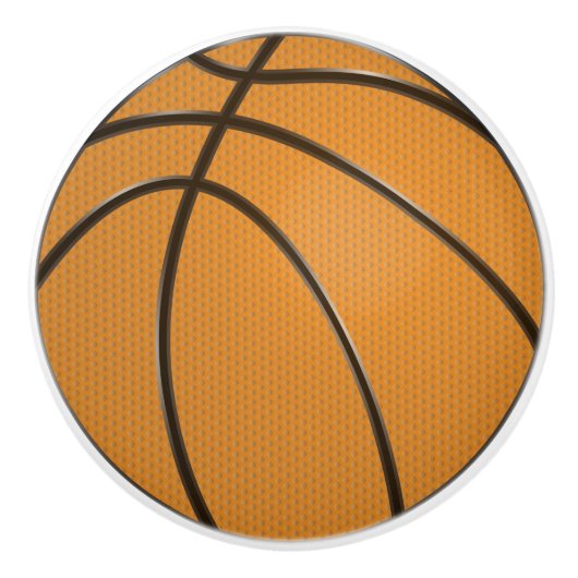 バスケットボールデザインクラシックインOrangeとBlack セラミックノブ (正面)