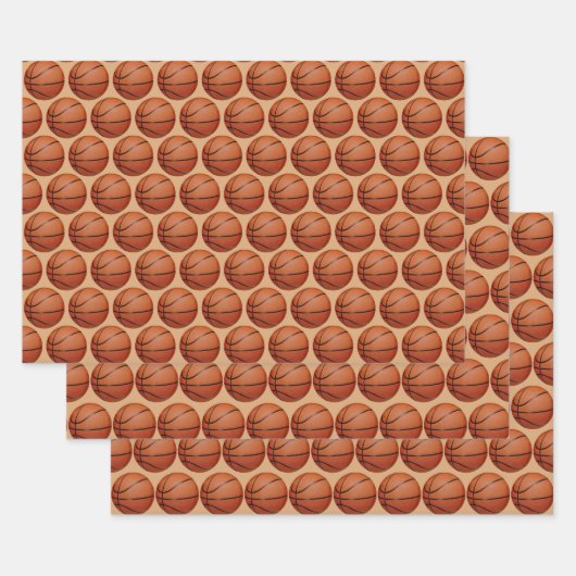 バスケットボールデザインラッピング紙セット ラッピングペーパーシート (セット)
