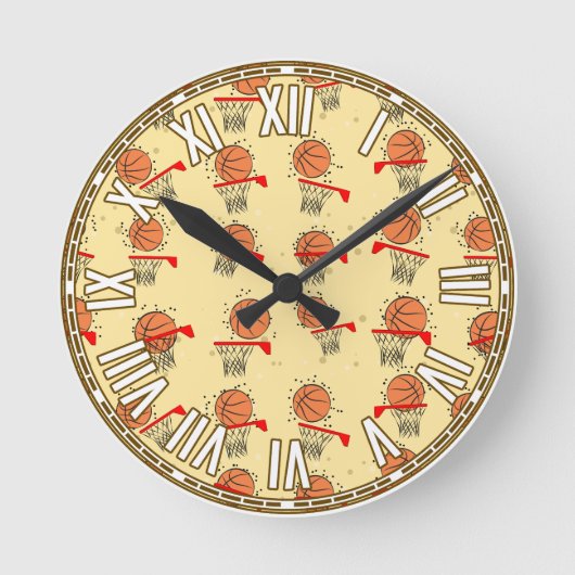 バスケットボールデザイン ラウンド壁時計 (正面)