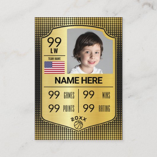 バスケットボールトレーディングカードプレーヤー統計シールドカード コーリングカード (正面)