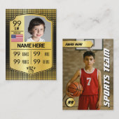 バスケットボールトレーディングカードプレーヤー統計シールドカード コーリングカード (正面/裏面)