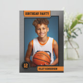バスケットボールトレーディングカード誕生日パーティーの招待 招待状 (スタンド正面)