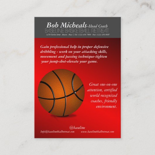 バスケットボールトレーナーコーチ名刺 名刺 (正面)