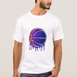 バスケットボールドリップネオンバスケットボールグラフィック Tシャツ