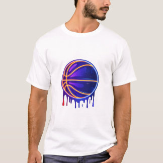 バスケットボールドリップネオンバスケットボールグラフィック Tシャツ