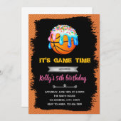 バスケットボールドリップ誕生日招待状 招待状 (正面/裏面)