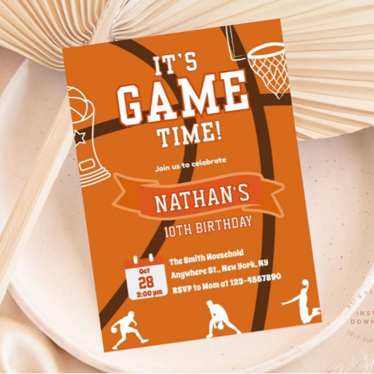 バスケットボールナイエイジ誕生日スポーツ招待状 招待状