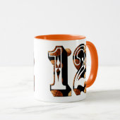 バスケットボールナンバー12写真ロゴ、 マグカップ (正面右)