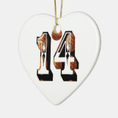 バスケットボールナンバー14ロゴ、 セラミックオーナメント (左)