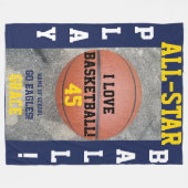 バスケットボールネイビーチームパーソナライズされたフリースブランケット フリースブランケット (正面(横))