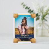 バスケットボールネイビー&金ゴールド卒業 案内ポストカード (スタンド正面)