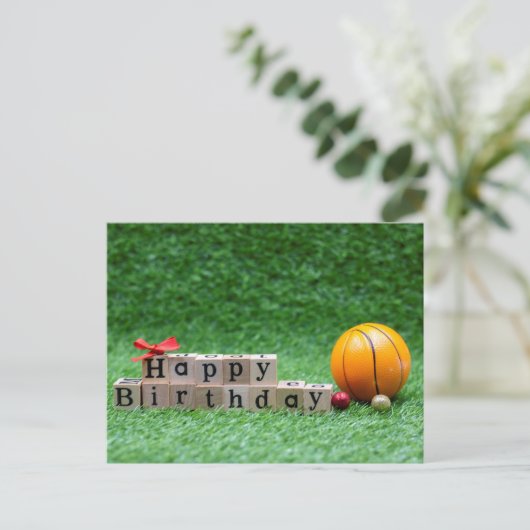 バスケットボールハッピーバースデーからボールを持つプレイヤーへ ポストカード (スタンド正面)