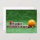 バスケットボールハッピーバースデーからボールを持つプレイヤーへ ポストカード (正面/裏面)