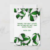 バスケットボールハッピーバースデーのグリーンチームカラー カード (裏面)