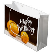 バスケットボールハッピーバースデーオン黒 ラージペーパーバッグ (正面アングル)