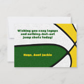 バスケットボールハッピーバースデーグリーン金ゴールドチームカラー カード (裏面)