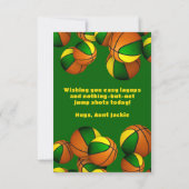 バスケットボールハッピーバースデーグリーン金ゴールドチームカラー カード (裏面)