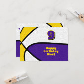 バスケットボールハッピーバースデーパープル金ゴールドチームカラー カード (正面/裏面インサイチュ)