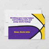 バスケットボールハッピーバースデーパープル金ゴールドチームカラー カード (裏面)