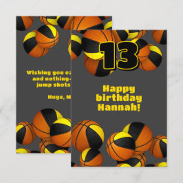 バスケットボールハッピーバースデーブラック金ゴールドチームカラー カード