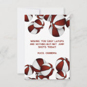 バスケットボールハッピーバースデーマルーンのチームカラー カード (裏面)