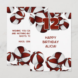 バスケットボールハッピーバースデーマルーンのチームカラー カード