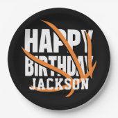 バスケットボールハッピーバースデー パーソナライズされた ペーパープレート (正面)