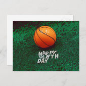 バスケットボールハッピーバースデー(緑) ポストカード (正面/裏面)