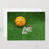 バスケットボールハッピーバースデー(緑) ポストカード (正面/裏面)