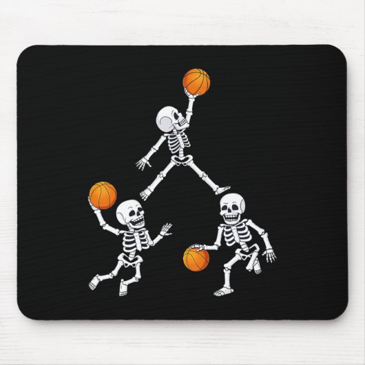 バスケットボールハロウィーンスケルトンダンキングドリブルボーイズ マウスパッド (正面)