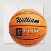 バスケットボールバウンス1st誕生日パーティー 招待状 (正面)
