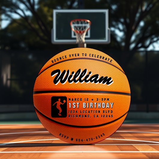 バスケットボールバウンス1st誕生日パーティー 招待状