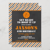 バスケットボールバスケの誕生日のパーティの招待状の男の子 招待状 (正面/裏面)