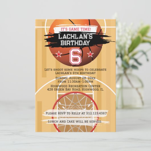 バスケットボールバスケゲームタイムオールスター誕生日 招待状 (スタンド正面)
