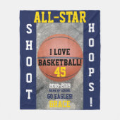 バスケットボールバスケネイビーブルーチーム年 フリースブランケット (正面)