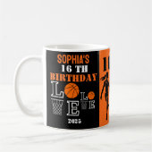 バスケットボールバスケ，バスケットボールプレーヤー誕生日ギフト コーヒーマグカップ (左)