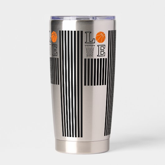 バスケットボールバスケ，バスケットボールプレーヤー 保温保冷タンブラー (正面)