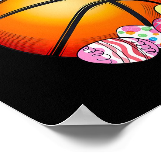 バスケットボールバニー耳イースターエッグキッズガールボーイ ポスター (角)