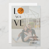 バスケットボールバレンタインフォトモダンおもしろい シーズンカード (正面/裏面)