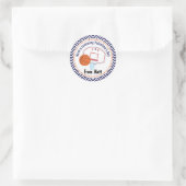 バスケットボールバレンティパーソナライズされたン学校名 ラウンドシール (バッグ)