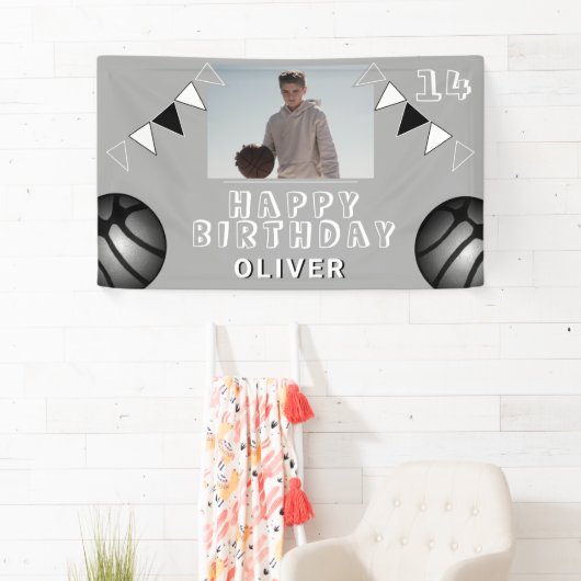 バスケットボールバンティングフラグフォト誕生日 横断幕 (インサイチュ)
