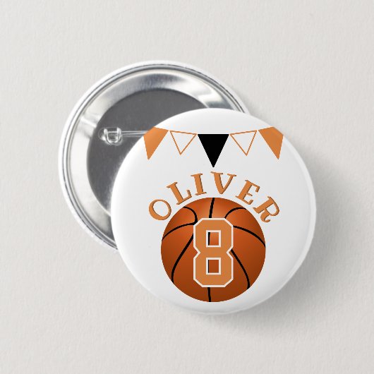 バスケットボールバンティングフラグ子供の誕生日 缶バッジ (正面&裏面)