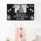 バスケットボールバンティングフラッグブラックフォト誕生日 横断幕 (インサイチュ)