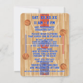 バスケットボールバースデーパーティーの写真 招待状 (裏面)