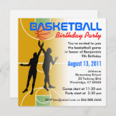 バスケットボールバースデーパーティーの招待1 招待状 (正面/裏面)
