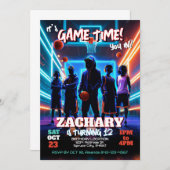 バスケットボールバースデーパーティーの招待 招待状 (正面/裏面)