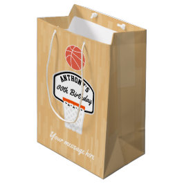 バスケットボールバースデーパーティーゲストサンキュー ミディアムペーパーバッグ